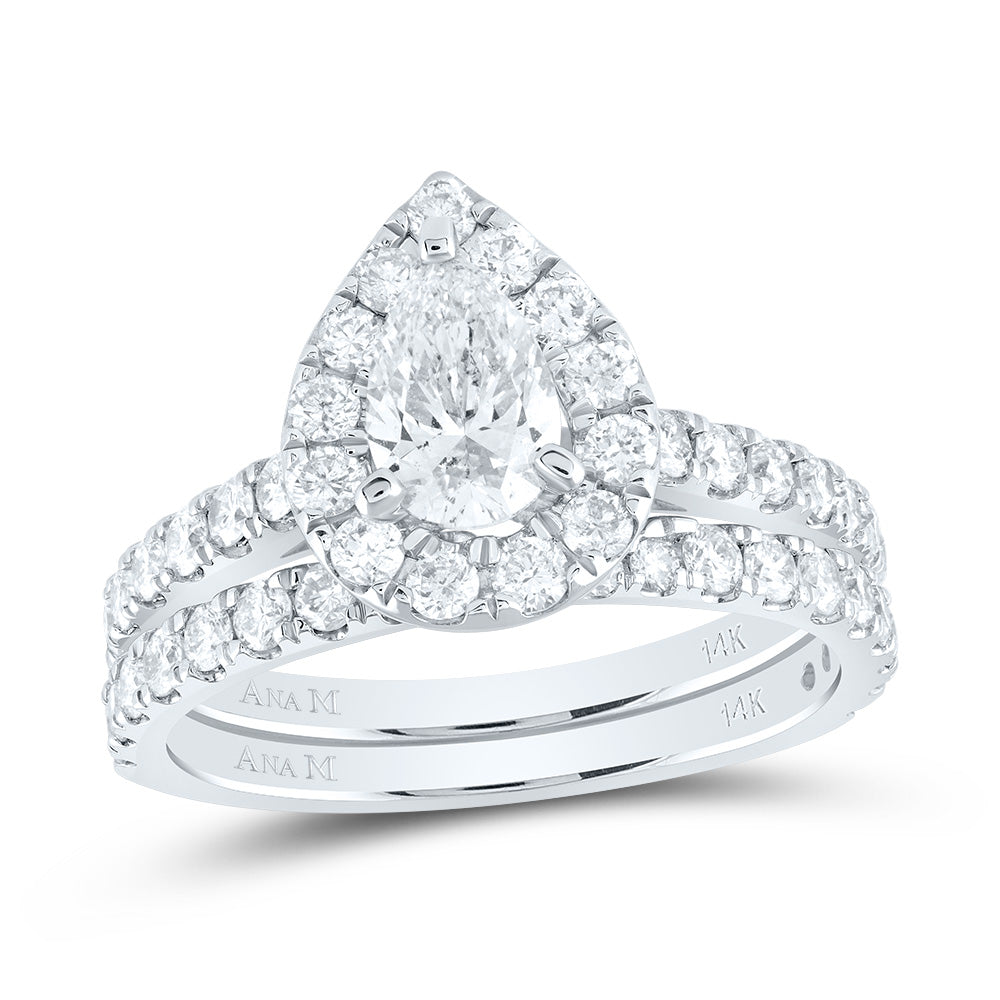 1 7/8CTW-DIA ANA M 3/4CT-CPEAR BRIDAL SET SINGLE HALO