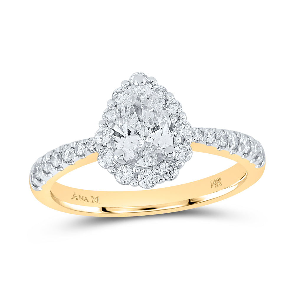 1 1/5CTW-DIA ANA M 3/4CT-CPEAR ENGAGEMENT SINGLE HALO