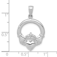 Load image into Gallery viewer, 14k White Gold Polished Claddagh Pendant

