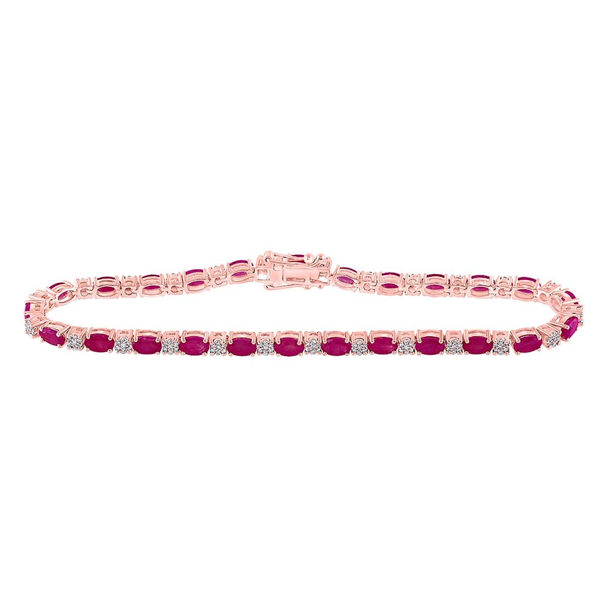1/2CTW-DIA CN 6 3/8CTW RUBY NATURAL GEM BRACELET (8 INCH)