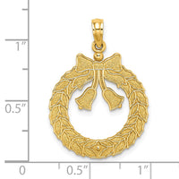 Load image into Gallery viewer, 14k Satin/Polished Christmas Wreath Charm
