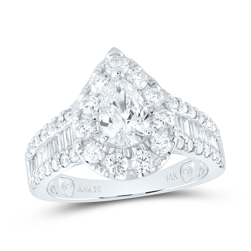 2CTW-DIA ANA M 3/4CT-CPEAR SINGLE HALO ENGAGEMENT RING