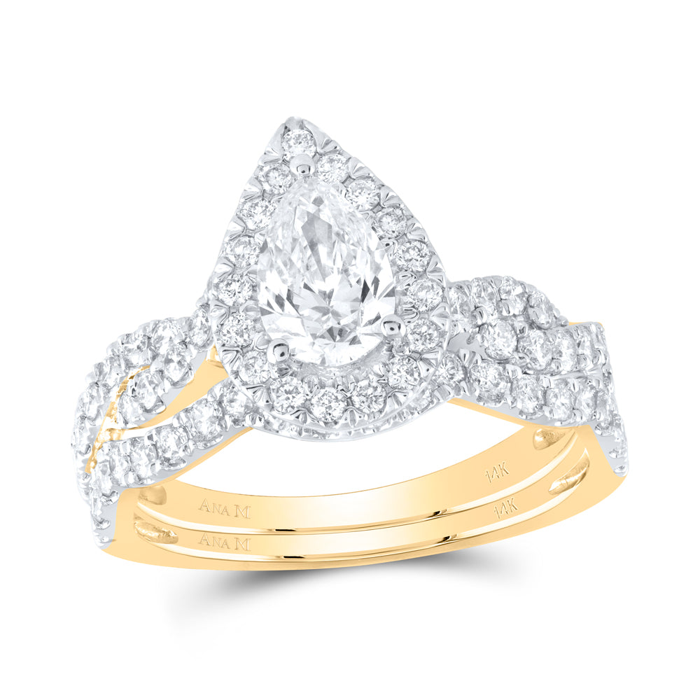 1 1/2CTW-DIA ANA M 3/4CT-CPEAR BRIDAL SET 1 HALO