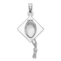 Load image into Gallery viewer, 14K White Gold 3-D Graduation Cap w/ Moveable Tassle Charm
