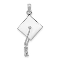 Load image into Gallery viewer, 14K White Gold 3-D Graduation Cap w/ Moveable Tassle Charm
