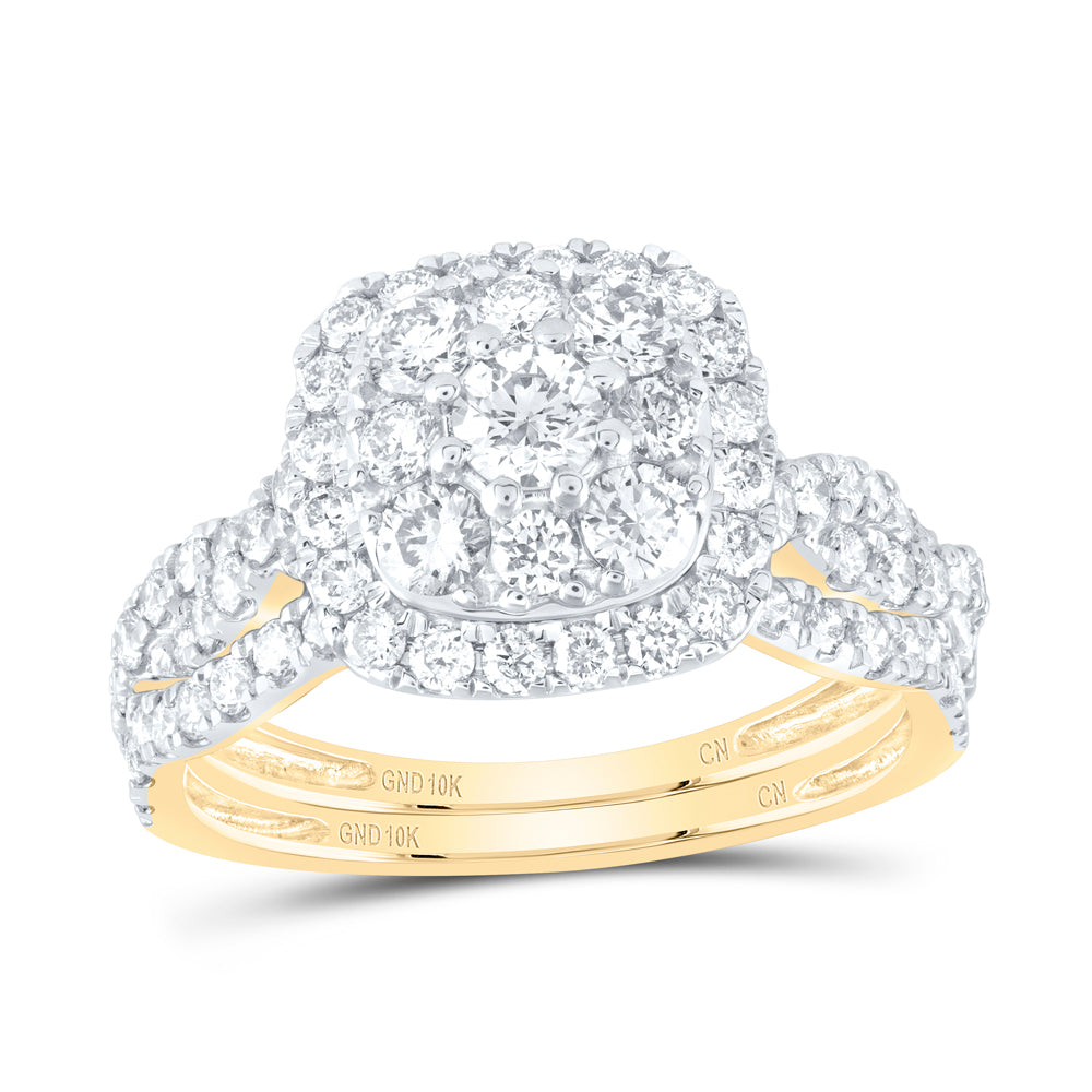 1 1/2CTW-DIA CN 1/5CT-CRD DOUBLE HALO BRIDAL SET