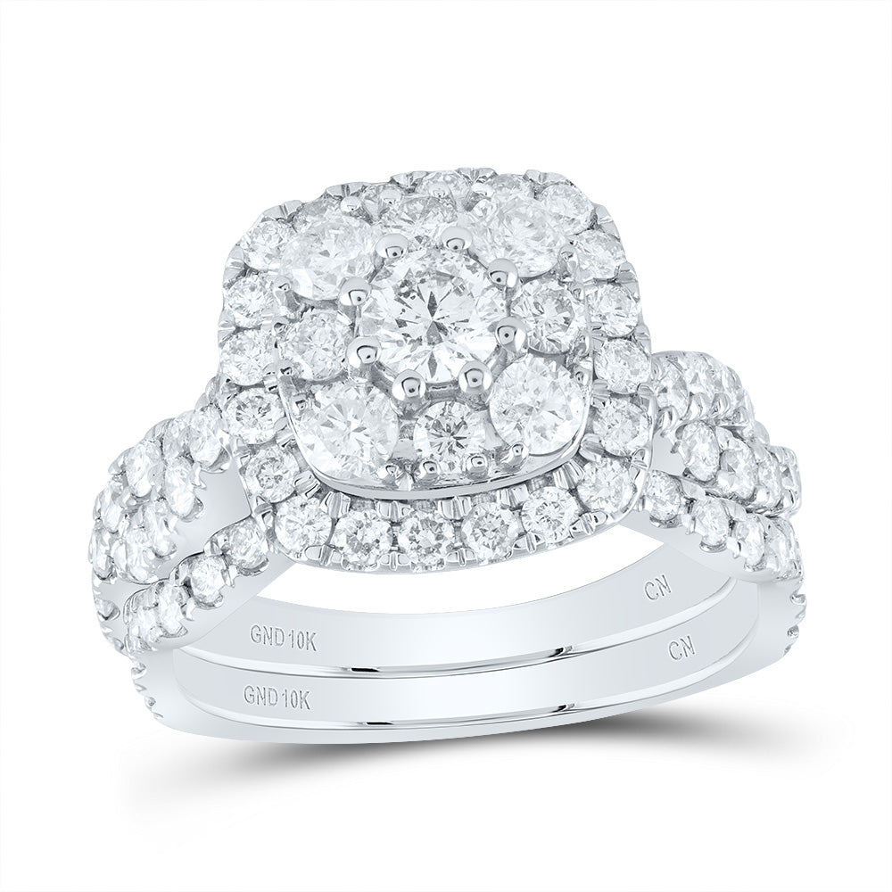 2CTW-DIA CN 1/4CT-CRD DOUBLE HALO BRIDAL SET