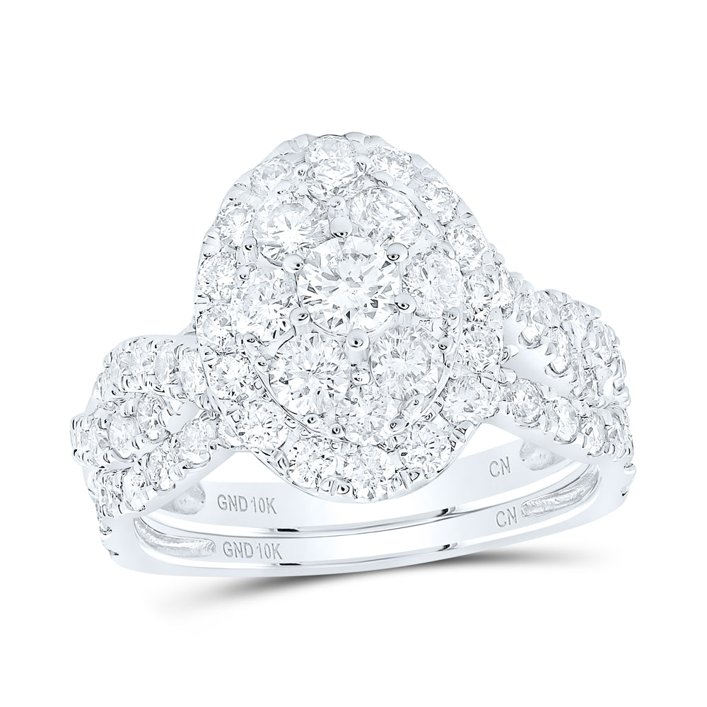 2CTW-DIA CN 1/5CT-CRD DOUBLE HALO  BRIDAL SET