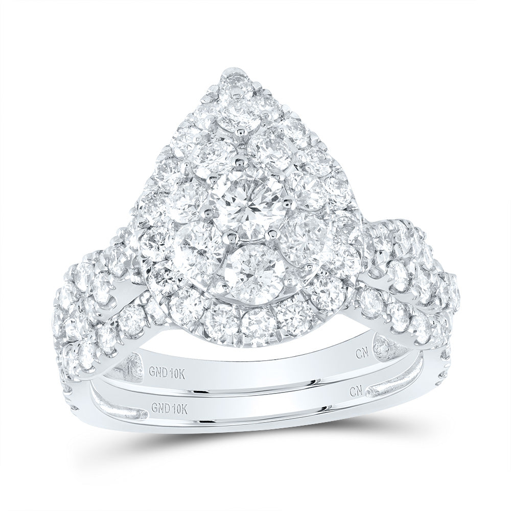 2CTW-DIA CN 1/4CT-CRD DOUBLE HALO  BRIDAL SET