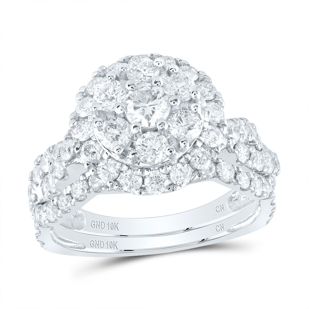 2CTW-DIA CN 1/5CT-CRD DOUBLE HALO BRIDAL SET