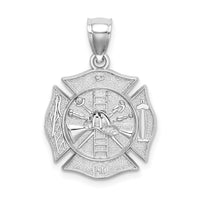 Load image into Gallery viewer, 14k White Gold Reversible Fire Department Shield Pendant
