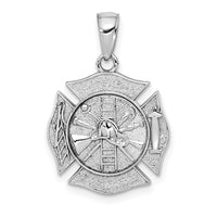 Load image into Gallery viewer, 14k White Gold Reversible Fire Department Shield Pendant
