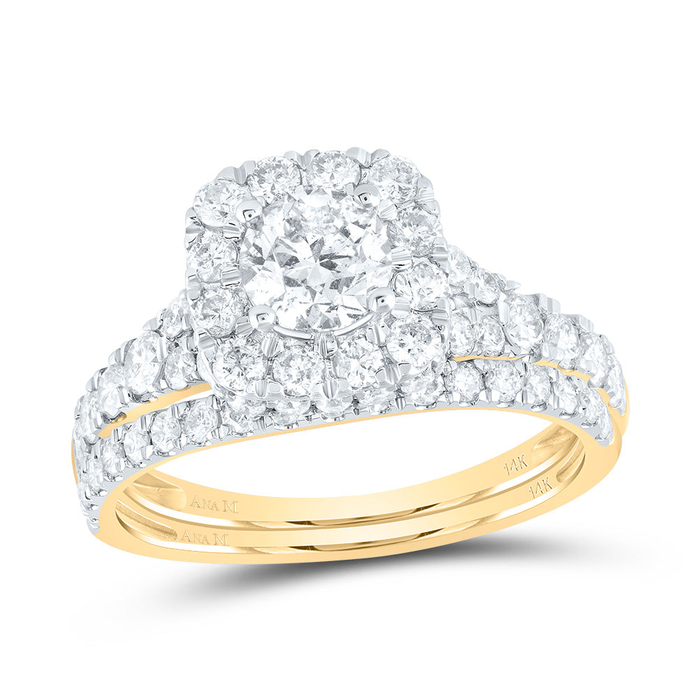 2CTW-DIA ANA M 3/4CT-CRD BRIDAL SET 1 HALO