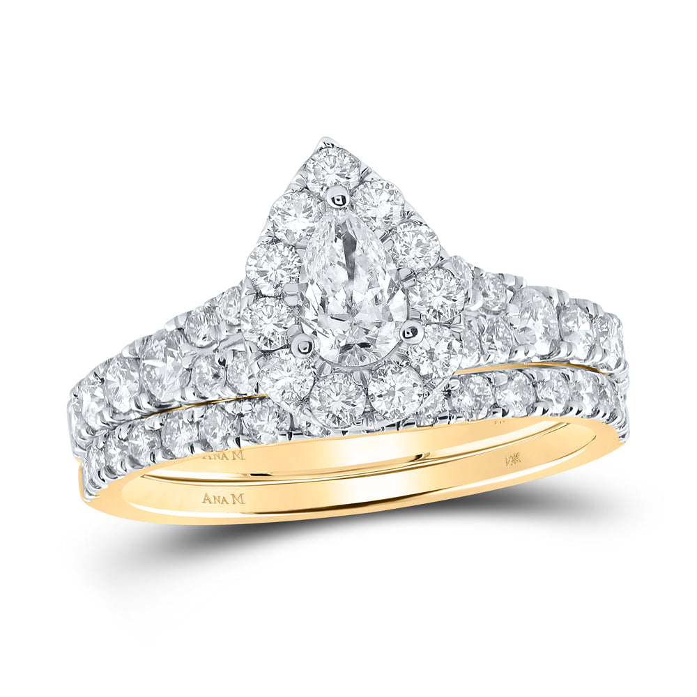 1 1/2CTW-DIA ANA M 1/3CT-CPEAR BRIDAL SET 1 HALO