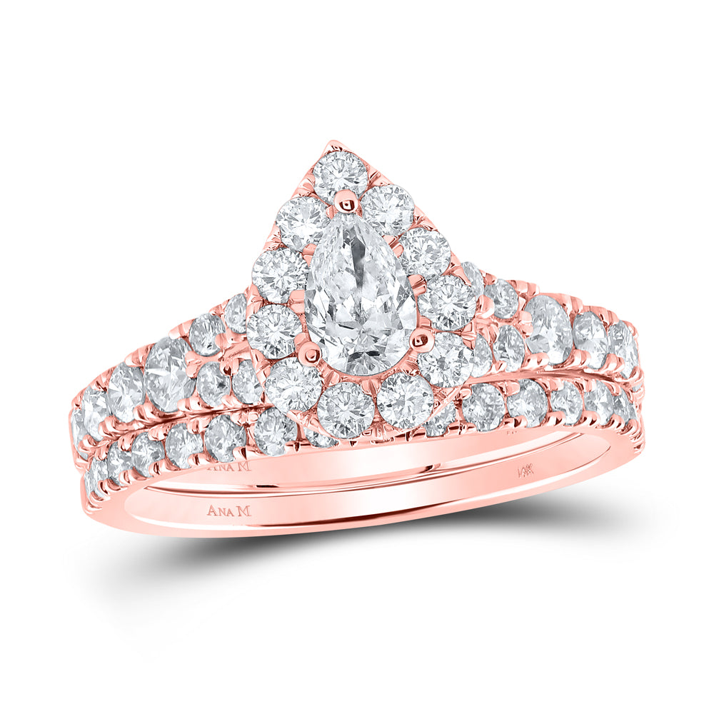 1 1/2CTW-DIA ANA M 1/3CT-CPEAR BRIDAL SET 1 HALO