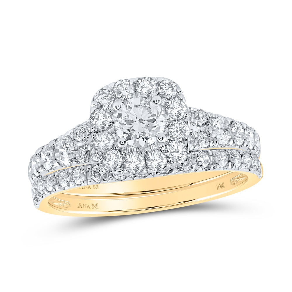 1 1/2CTW-DIA ANA M 1/3CT-CRD BRIDAL SET 1 HALO