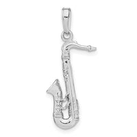 Load image into Gallery viewer, 14K White Gold Solid Polished 3-D Saxophone Charm
