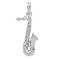 Load image into Gallery viewer, 14K White Gold Solid Polished 3-D Saxophone Charm
