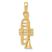 Load image into Gallery viewer, 14K Solid Polished 3-D Trumpet Pendant
