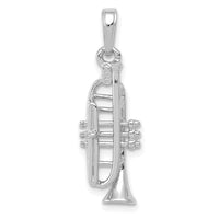 Load image into Gallery viewer, 14K White Gold Solid Polished 3-D Trumpet Pendant

