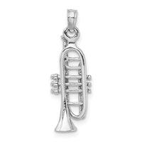 Load image into Gallery viewer, 14K White Gold Solid Polished 3-D Trumpet Pendant
