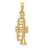 Load image into Gallery viewer, 14K Solid Polished 3-D Trumpet Pendant
