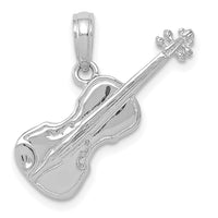 Load image into Gallery viewer, 14K White Gold Polished Solid 3-D Violin Pendant
