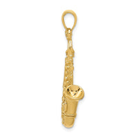 Load image into Gallery viewer, 14k Solid Polished 3-D Saxophone Pendant
