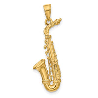 Load image into Gallery viewer, 14k Solid Polished 3-D Saxophone Pendant
