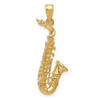 Load image into Gallery viewer, 14k Solid Polished 3-D Saxophone Pendant
