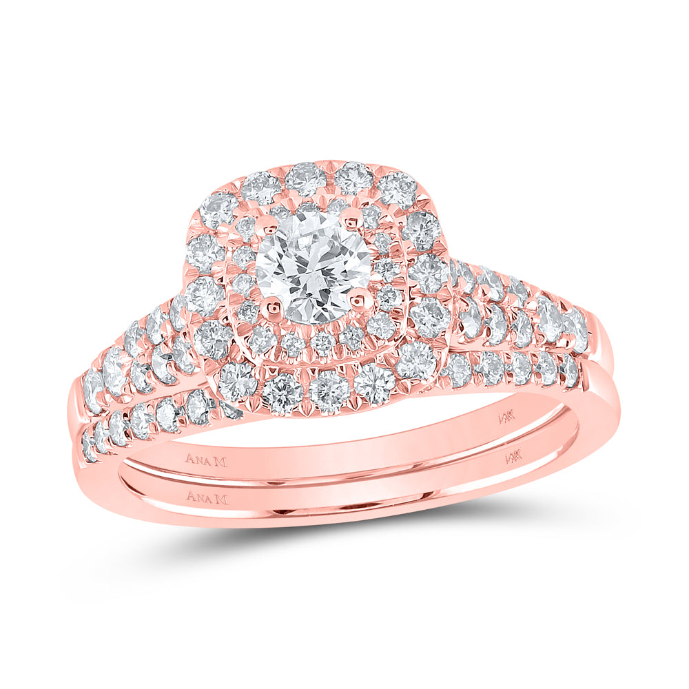 1 CTW-DIA ANA M 1/3CT-CRD BRIDAL SET DOUBLE HALO