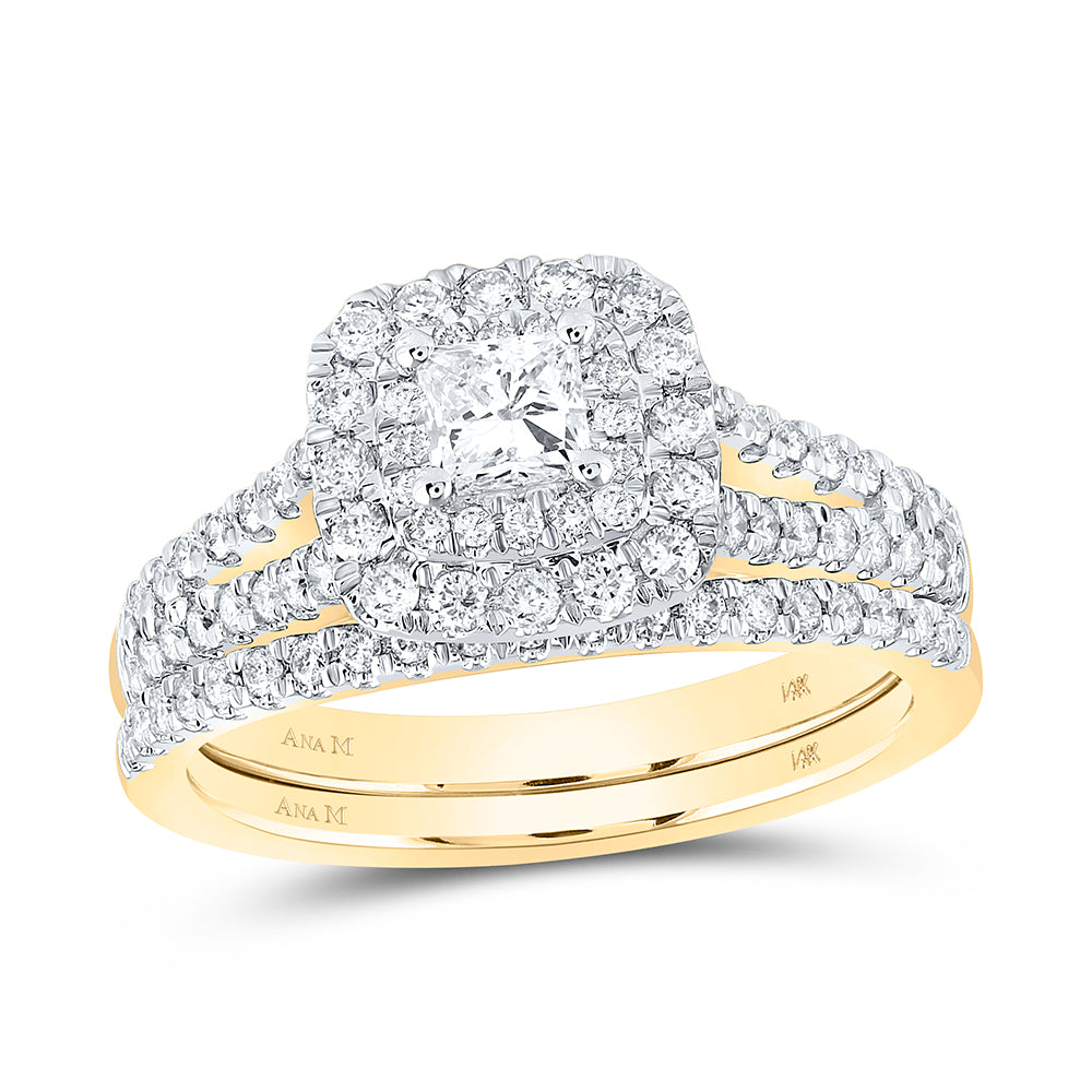 1 CTW-DIA ANA M 1/3CT-CPR BRIDAL SET DOUBLE HALO