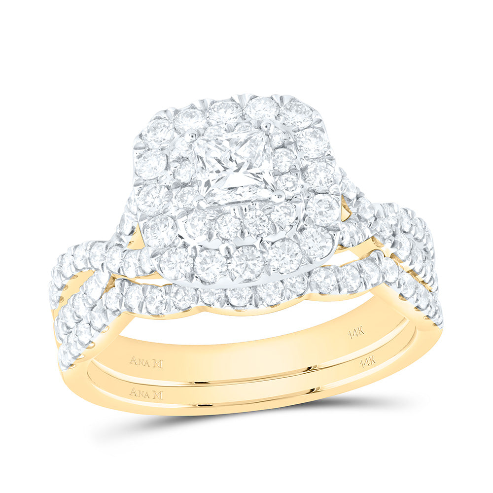 1 1/2CTW-DIA ANA M 3/8CT-CPR BRIDAL SET DOUBLE HALO