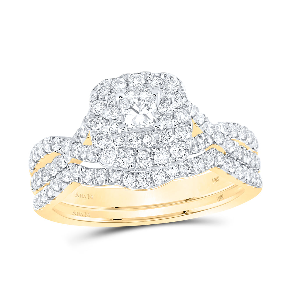 1 CTW-DIA ANA M 1/5CT-CPR BRIDAL SET DOUBLE HALO