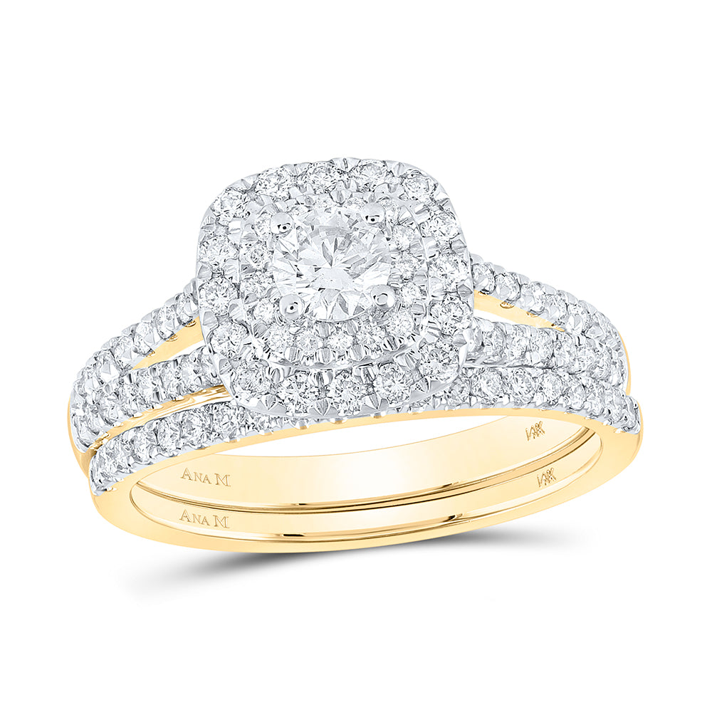 1 CTW-DIA ANA M 1/3CT-CRD BRIDAL SET DOUBLE HALO