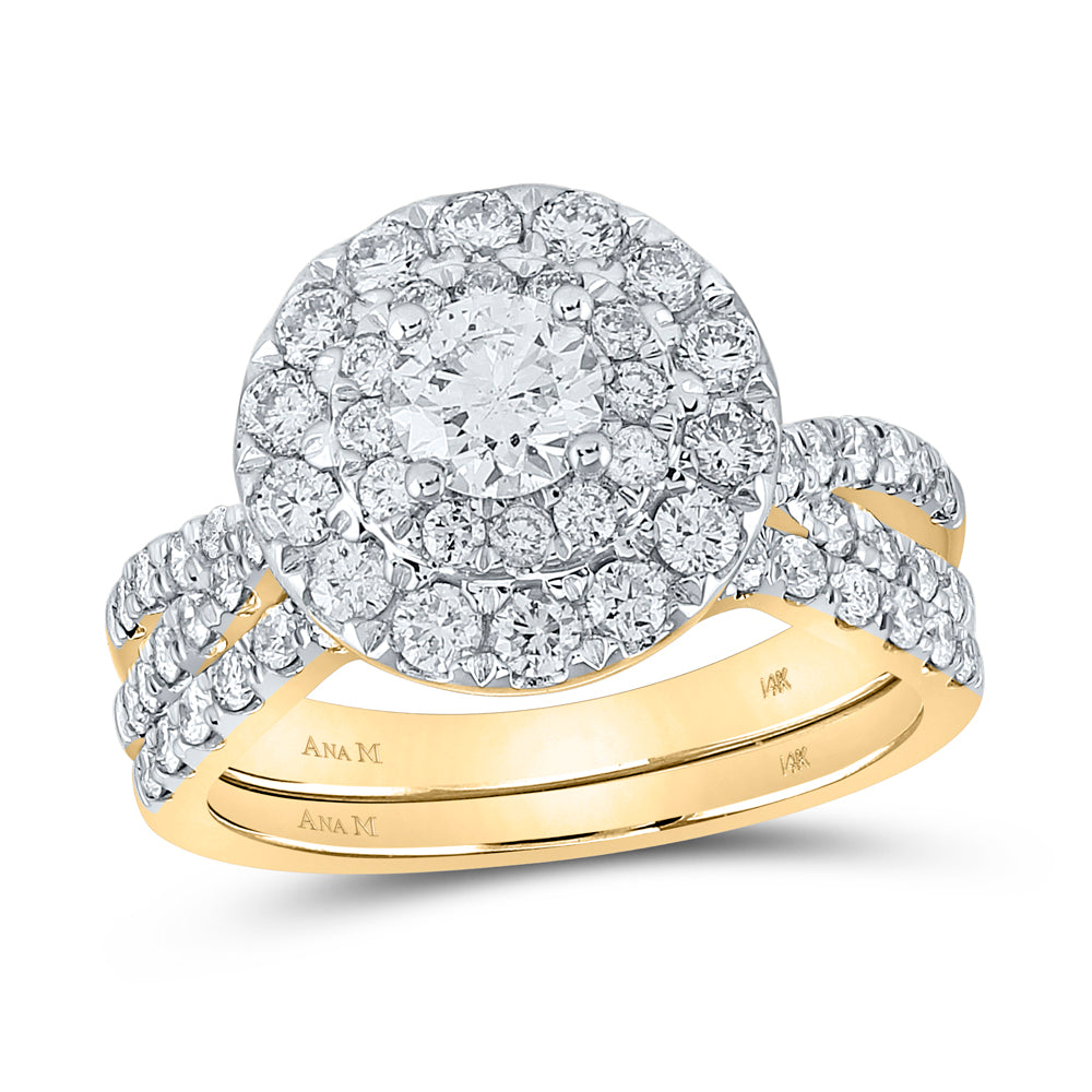 2 CTW-DIA ANA M 1/2CT-CRD BRIDAL SET DOUBLE HALO