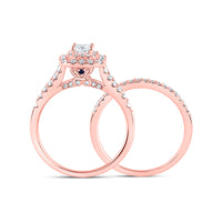 Load image into Gallery viewer, 1 CTW-DIA ANA M 1/5CT-CPR BRIDAL SET DOUBLE HALO
