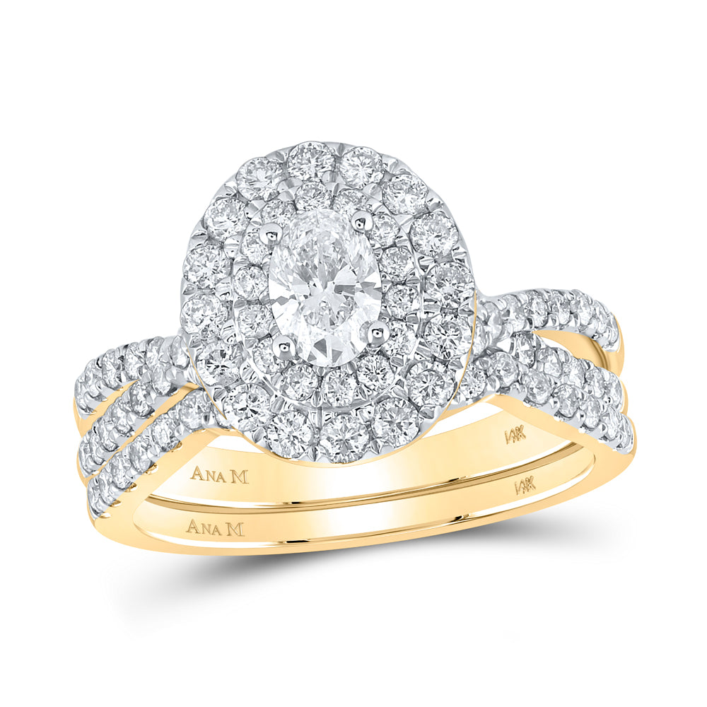 1 1/2CTW-DIA ANA M 3/8CT-COVAL BRIDAL SET DOUBLE HALO