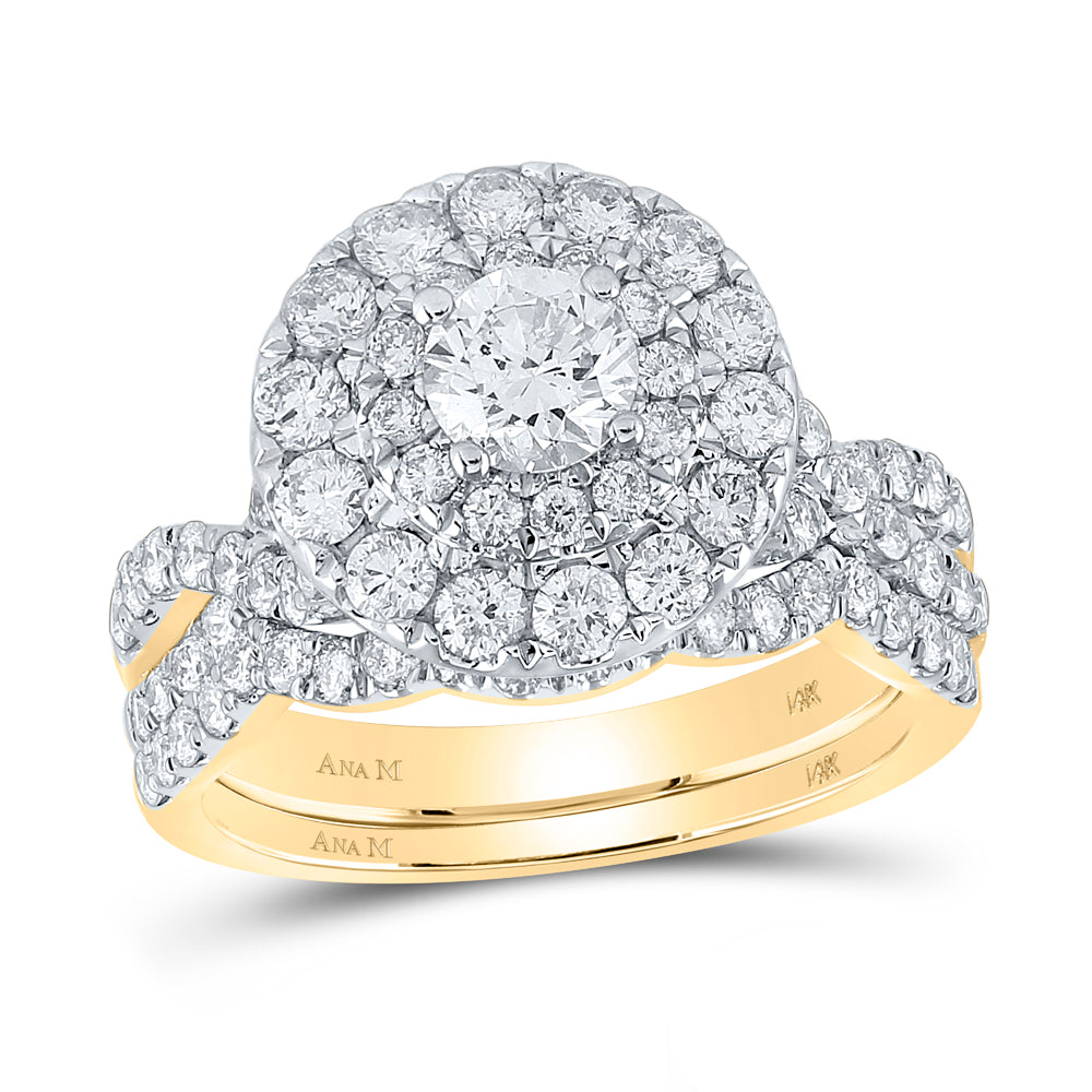 2 CTW-DIA ANA M 1/2CT-CRD BRIDAL SET DOUBLE HALO