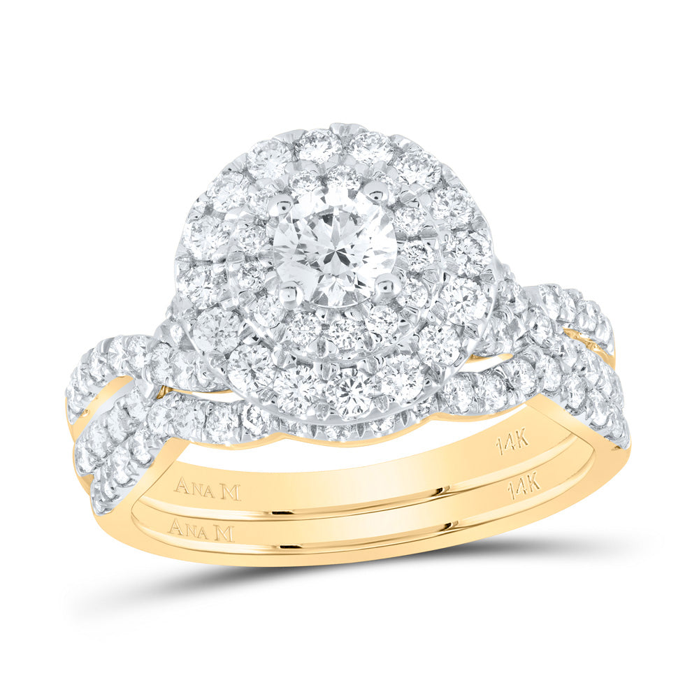 1 1/2CTW-DIA ANA M 3/8CT-CRD BRIDAL SET DOUBLE HALO