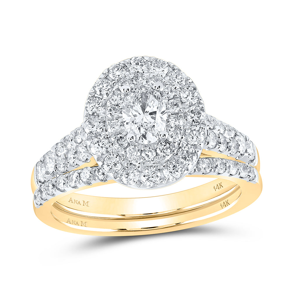1 1/2CTW-DIA ANA M 3/8CT-COVAL BRIDAL SET DOUBLE HALO