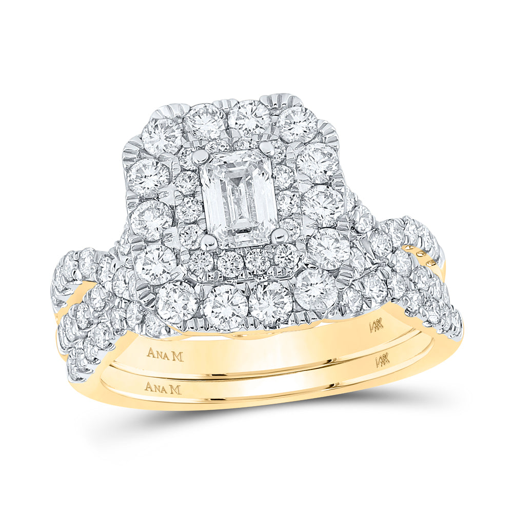 2 CTW-DIA ANA M 1/2CT-CEME BRIDAL SET DOUBLE HALO