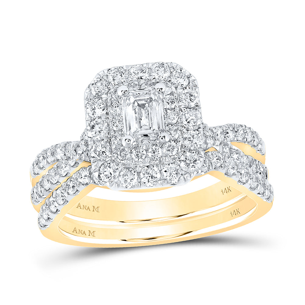 1 1/2CTW-DIA ANA M 3/8CT-CEME BRIDAL SET DOUBLE HALO