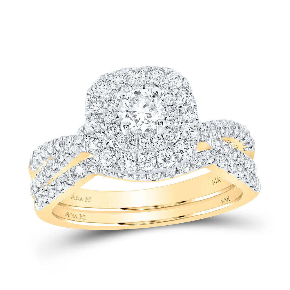 1 CTW-DIA ANA M 1/3CT-CRD BRIDAL SET DOUBLE HALO