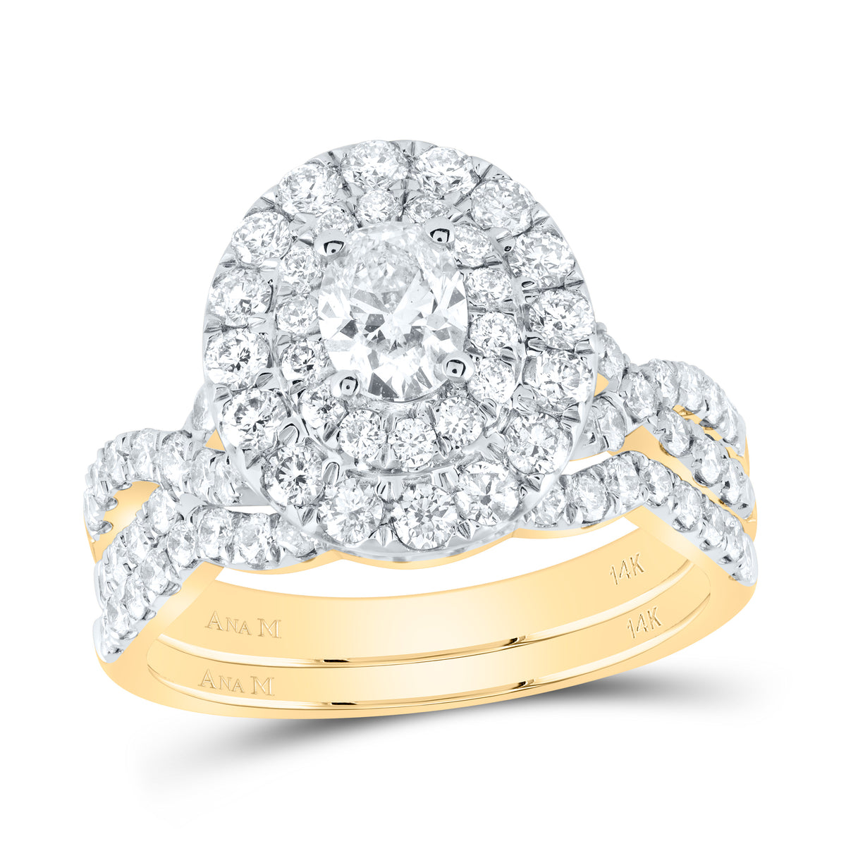 2 CTW-DIA ANA M 1/2CT-COVAL BRIDAL SET DOUBLE HALO