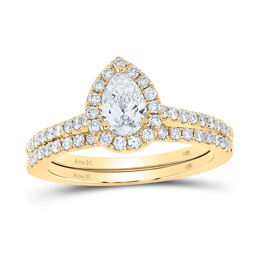 1CTW-DIA ANA M 1/2CT-CPEAR BRIDAL SET SINGLE HALO