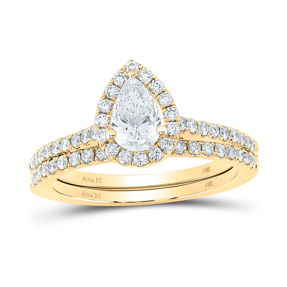 1CTW-DIA ANA M 5/8CT-CPEAR BRIDAL SET SINGLE HALO