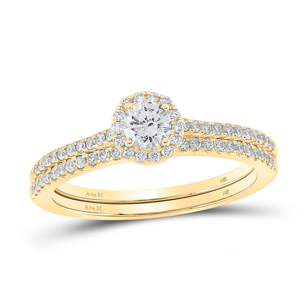 5/8CTW-DIA ANA M 1/3CT-CRD BRIDAL SET SINGLE HALO