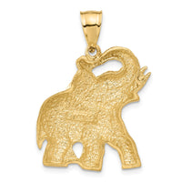 Load image into Gallery viewer, 14k Solid Satin Diamond-cut Open-Backed Elephant Pendant
