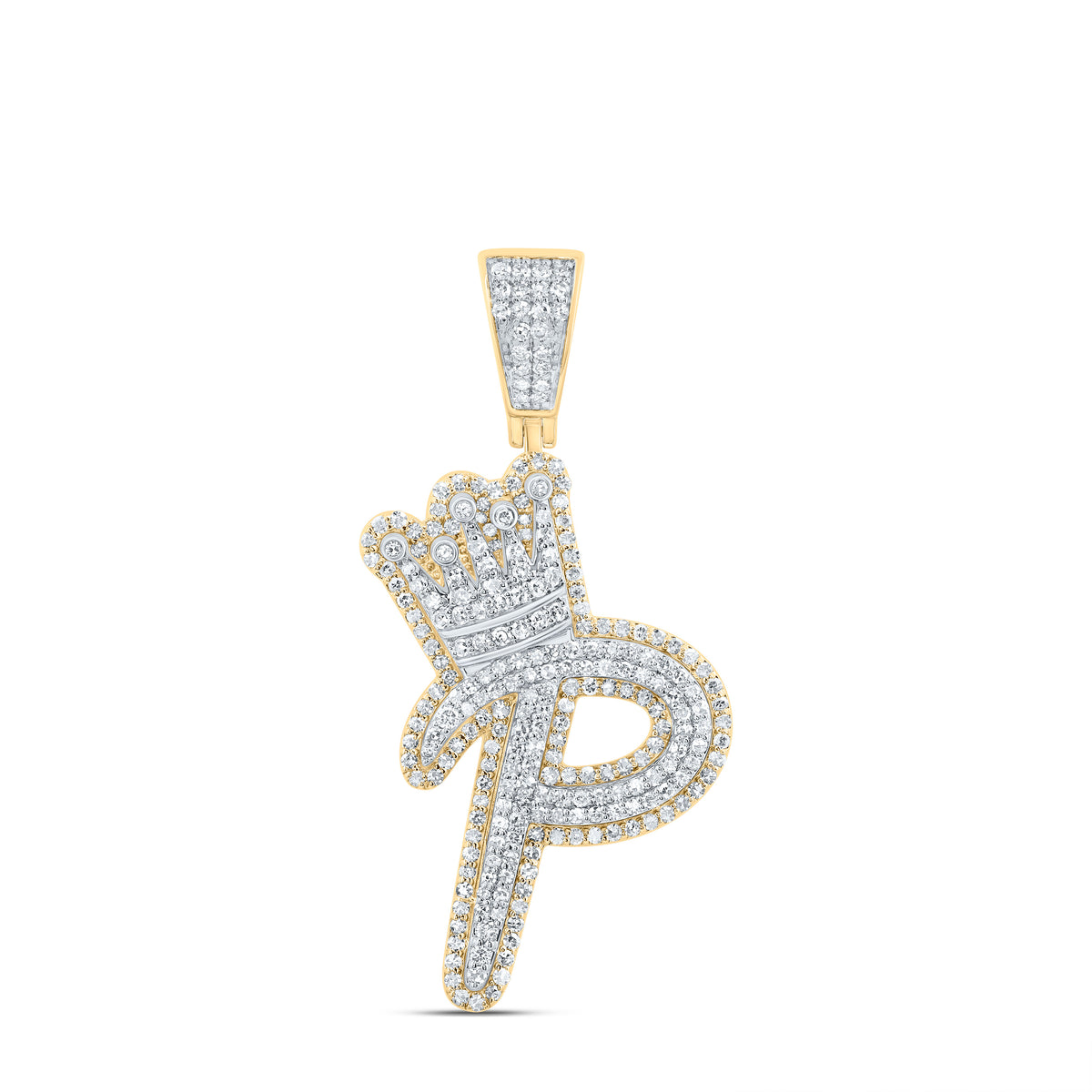 1 CTW-DIA NK INITIAL "P" CROWN MENS PENDANT